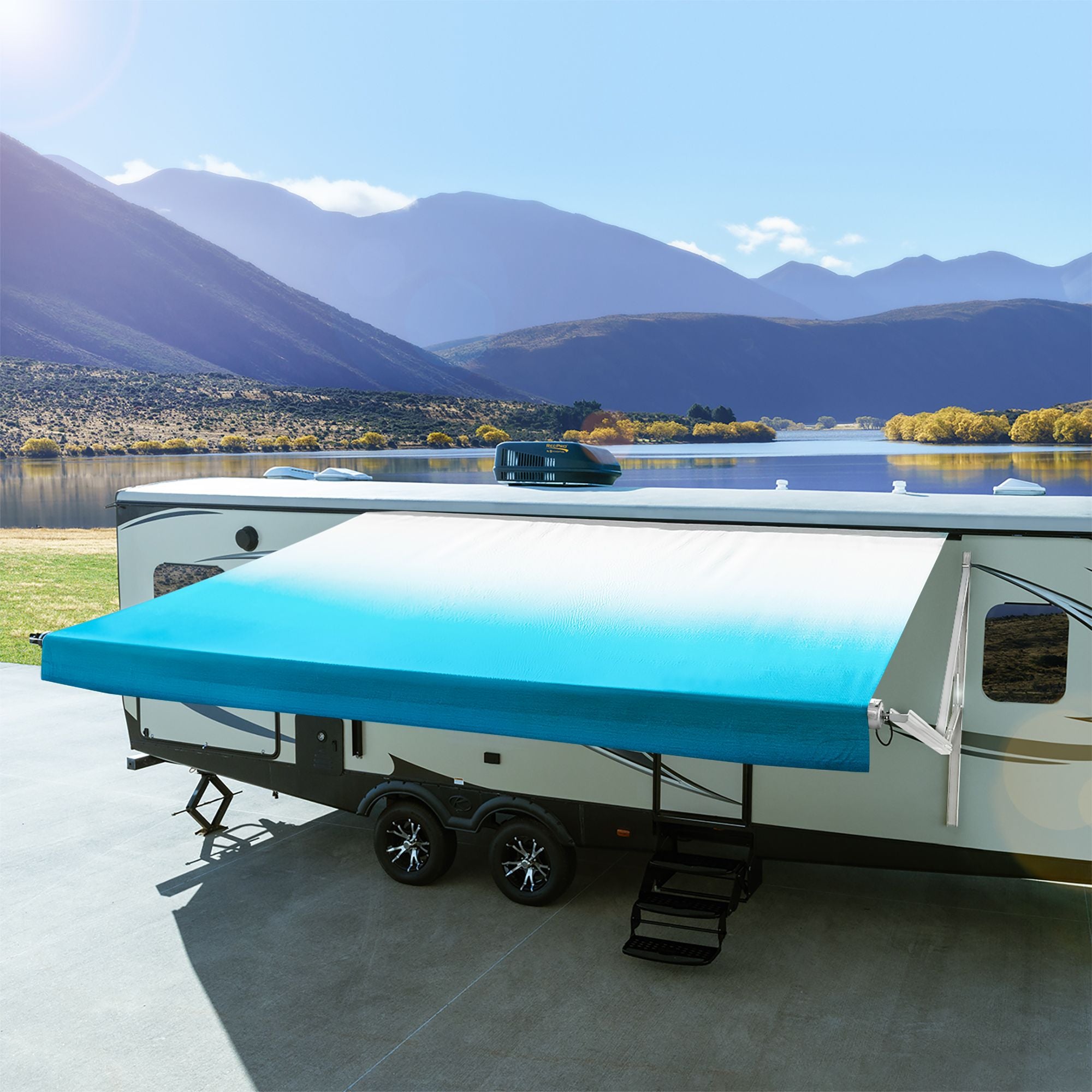 20' RV Awning Replacement Fabric Heat-Welded Seams (Actual Width 19' 1")