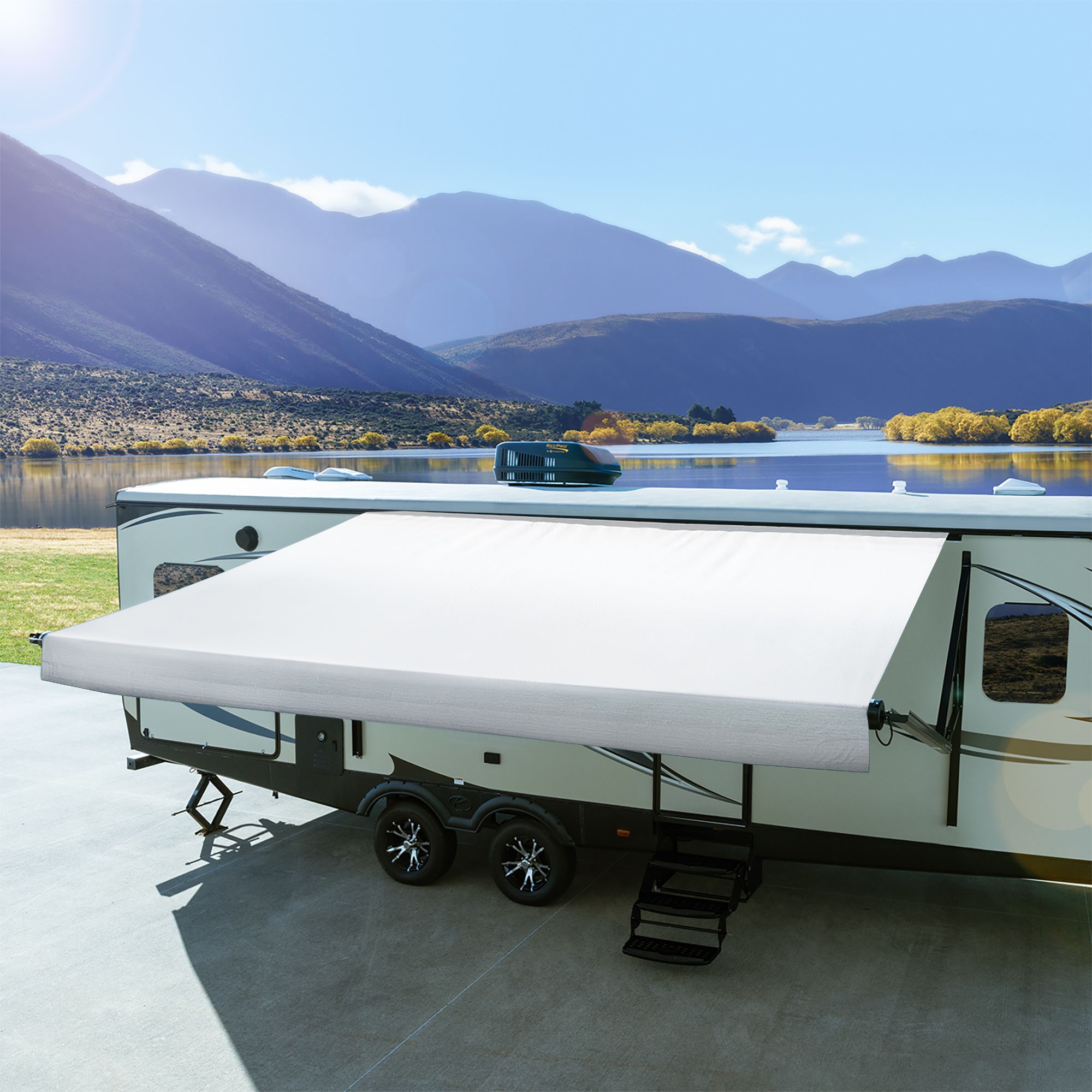16' RV Awning Replacement Fabric Heat-Welded Seams (Actual Width 15' 1")
