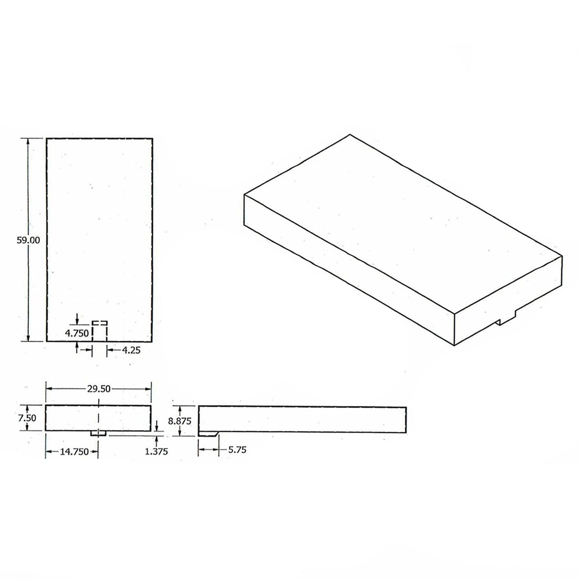 Alpha 53 Gallon 29.50" x 59" x 8.75" Fresh Water Tank VR295975W