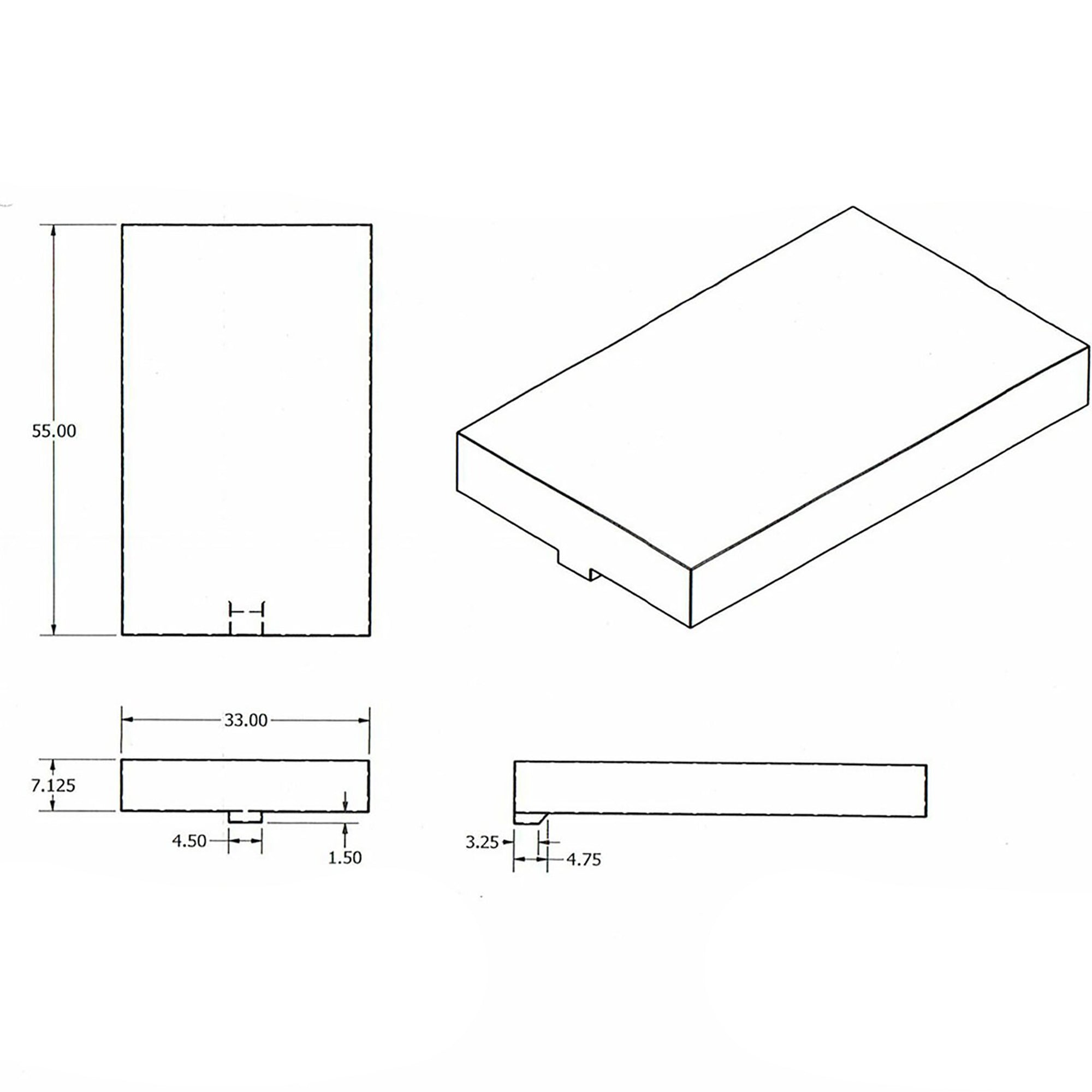 Alpha 53 Gallon 33" x 55" x 7.125" Fresh Water Tank VR33557W