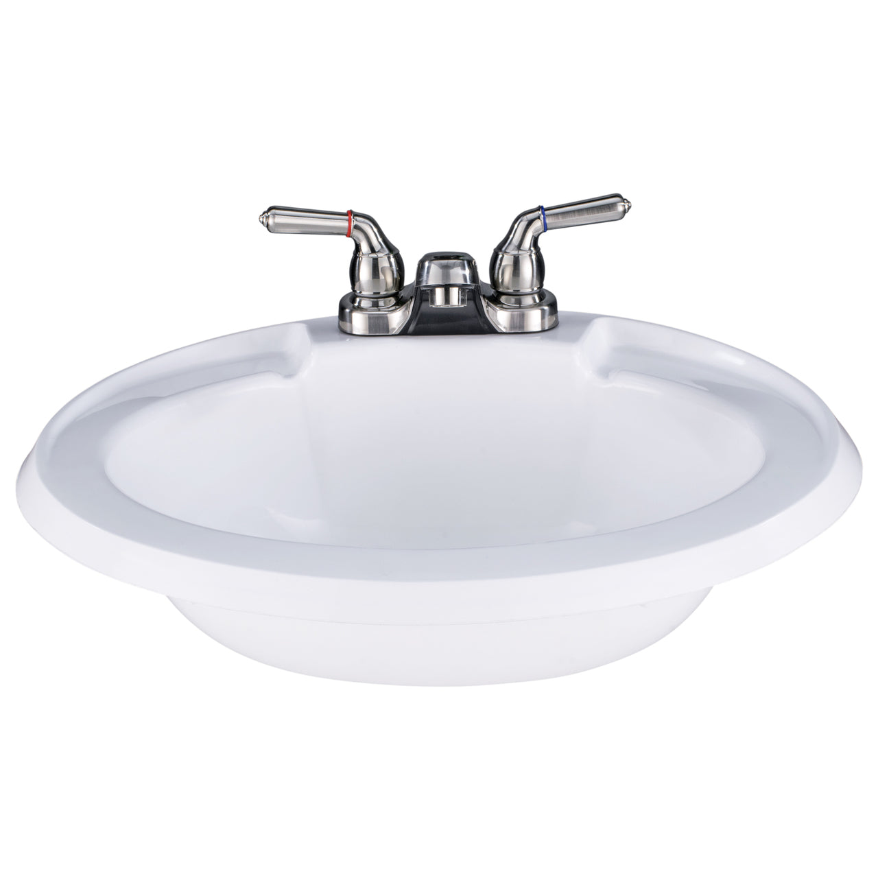 White Oval RV Bathroom Sink w/ Brushed Nickel Faucet Combo
