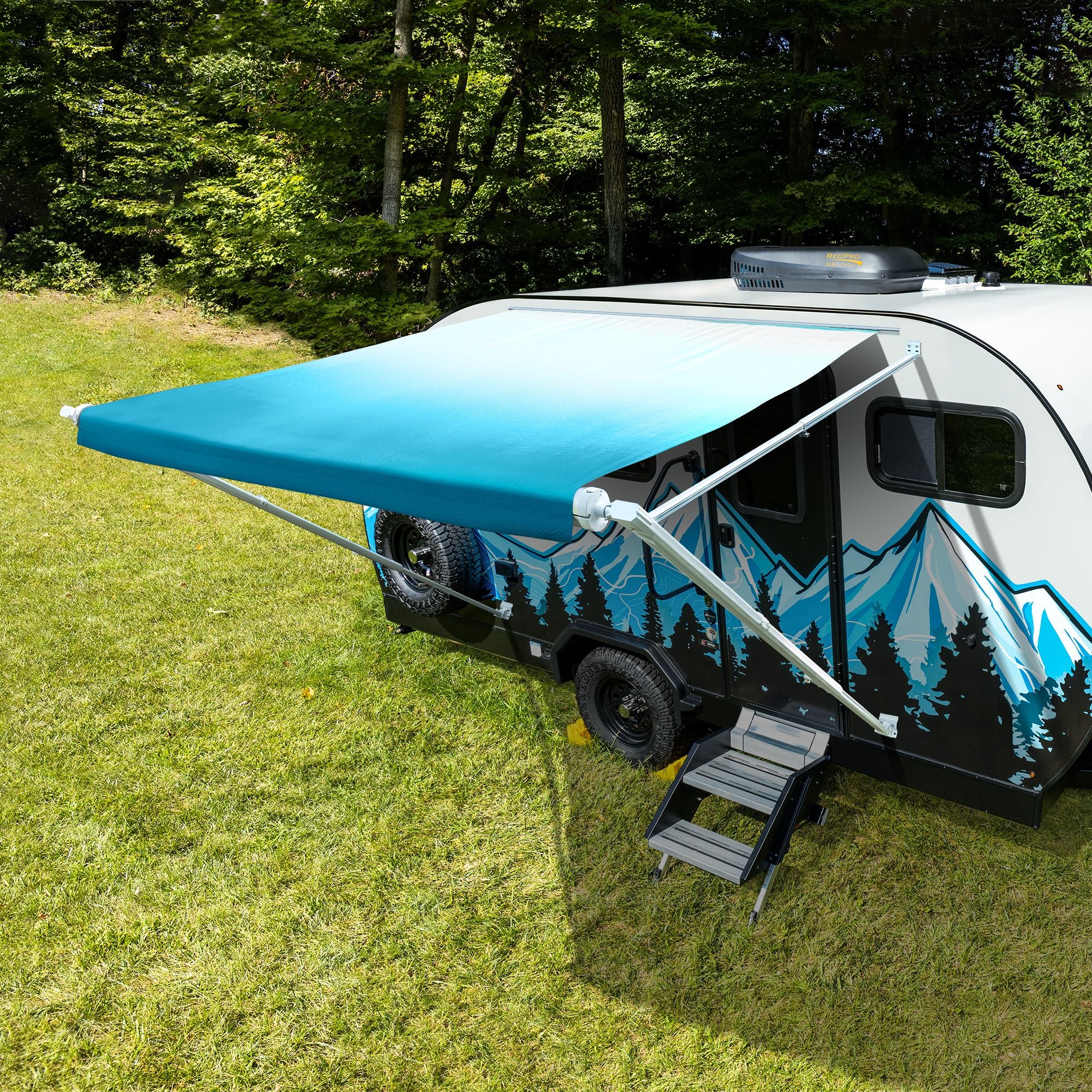 RecPro RV Manual Awning Assembly in White
