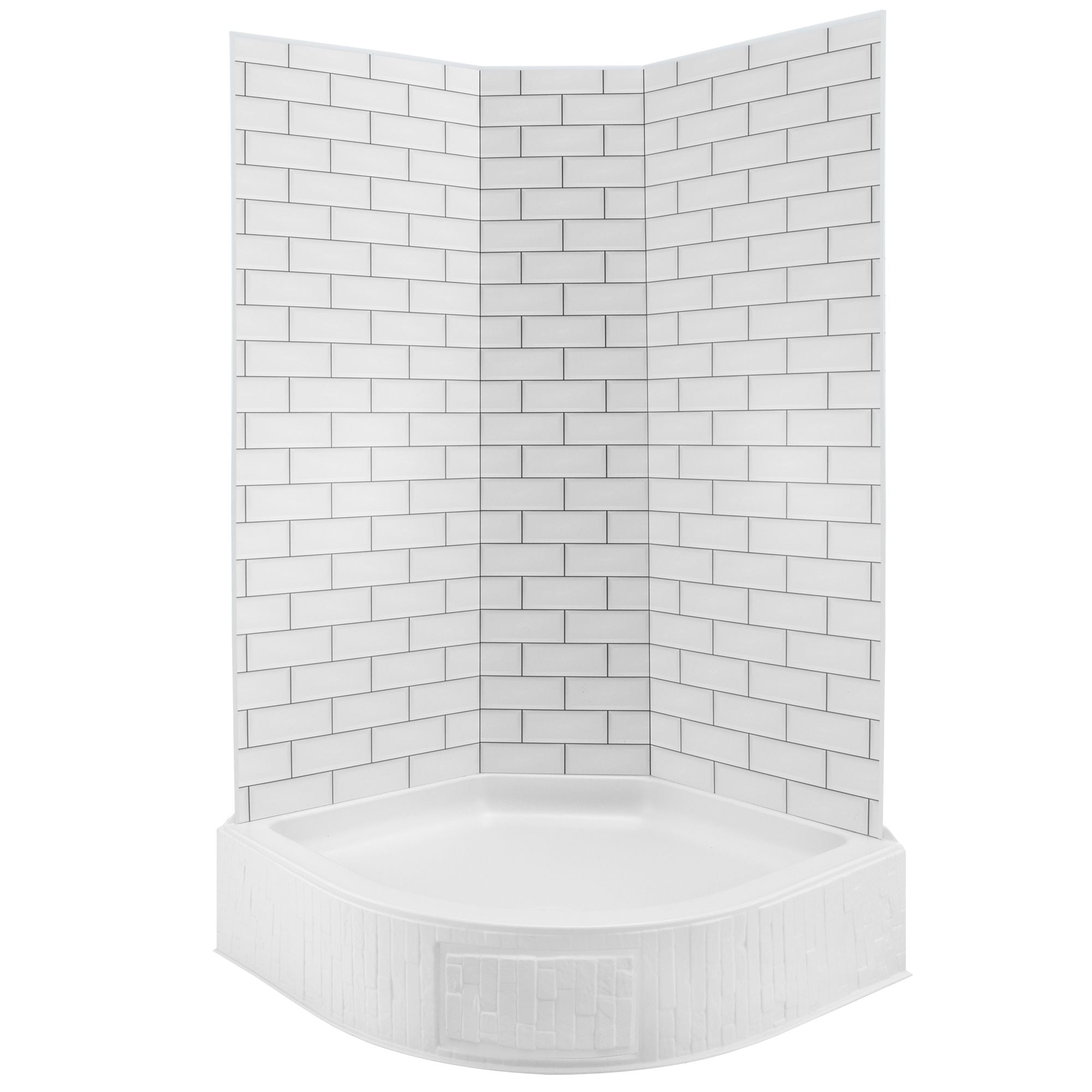 RV Corner Shower Surround 34" - Subway Tile
