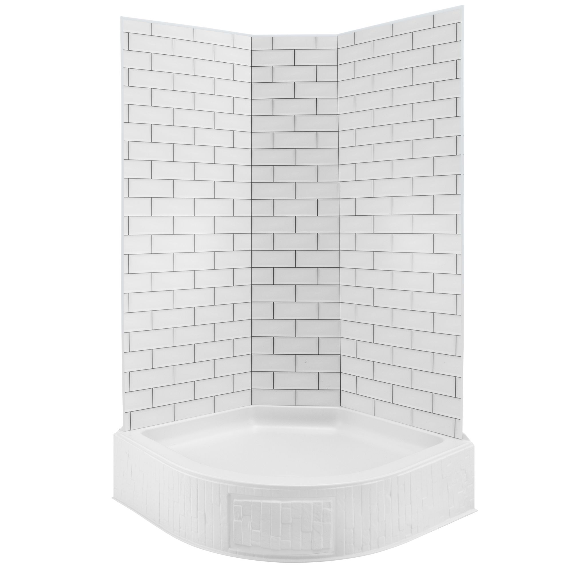 RV Corner Shower Surround 32" - Subway Tile