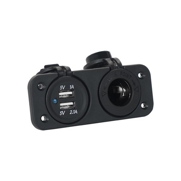 RV USB-A Socket 12V Dual Power Socket and RV Cigarette Lighter