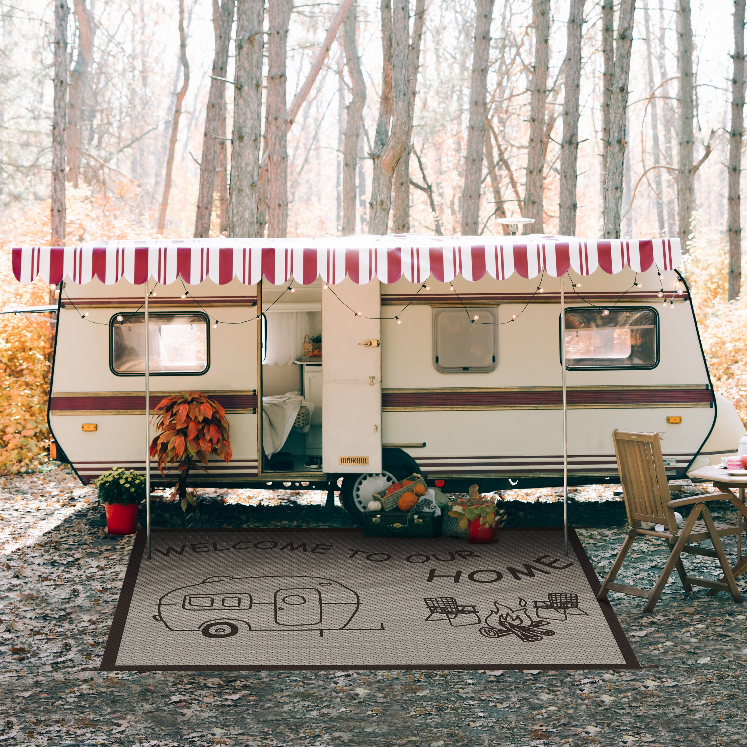 RV Outdoor Water Resistant Rug - Welcome to our Home