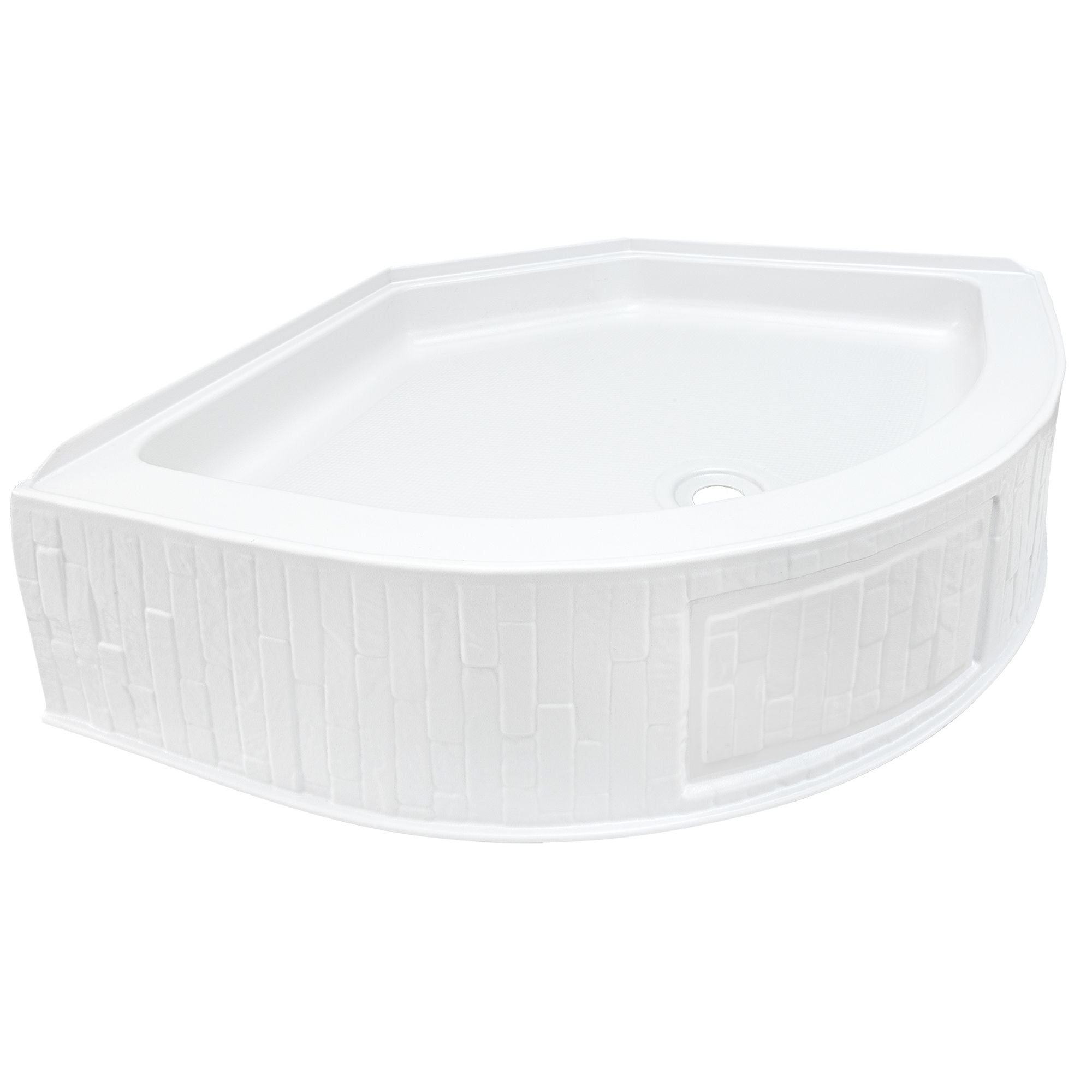 RV Shower Pan 32 ¾" x 32 ¾" x 9 ½" Corner Drain in White