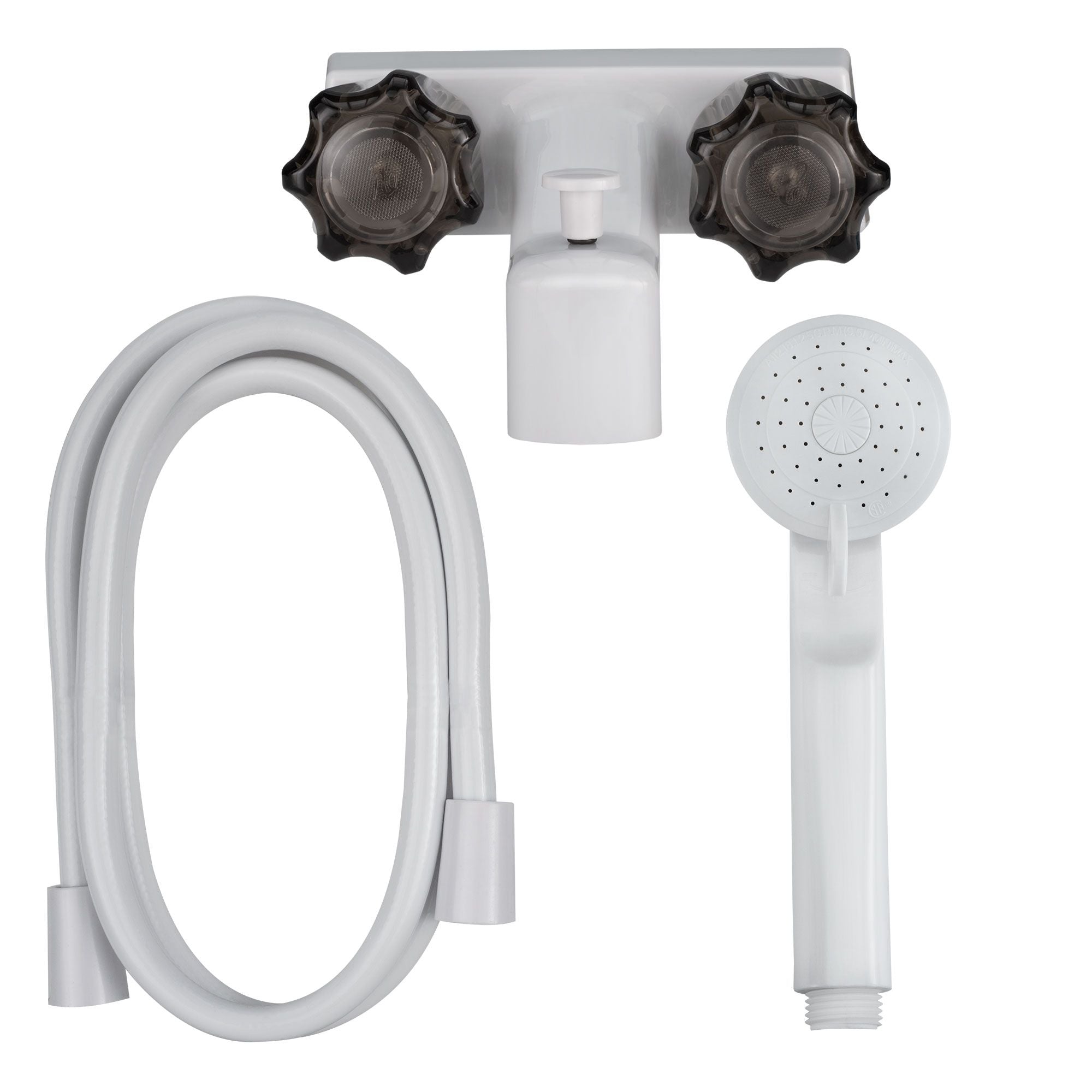 4" RV Tub and Shower Diverter Faucet White/Smoke with Handheld Shower Head & Hose